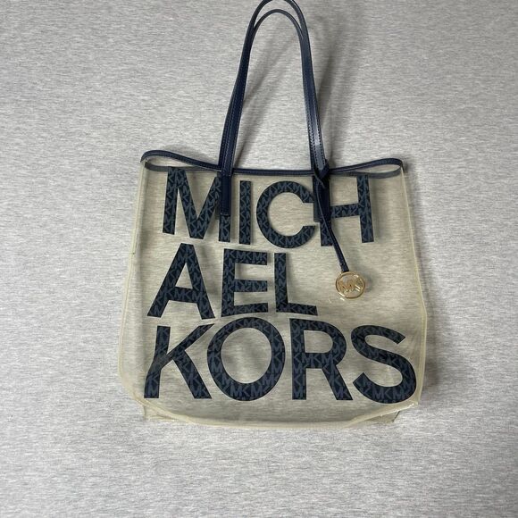 Michael Kors The Michael Large Graphic Signature Logo Clear Tote Bag - Picture 6 of 10
